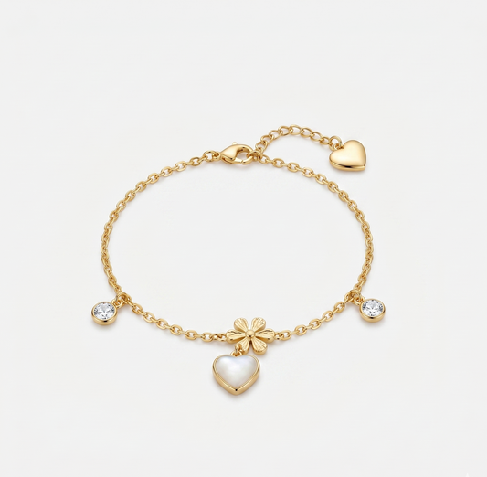 Gold Stainless Steel Charm Bracelet