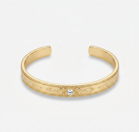 Gold Stainless Steel Cuff Bracelet