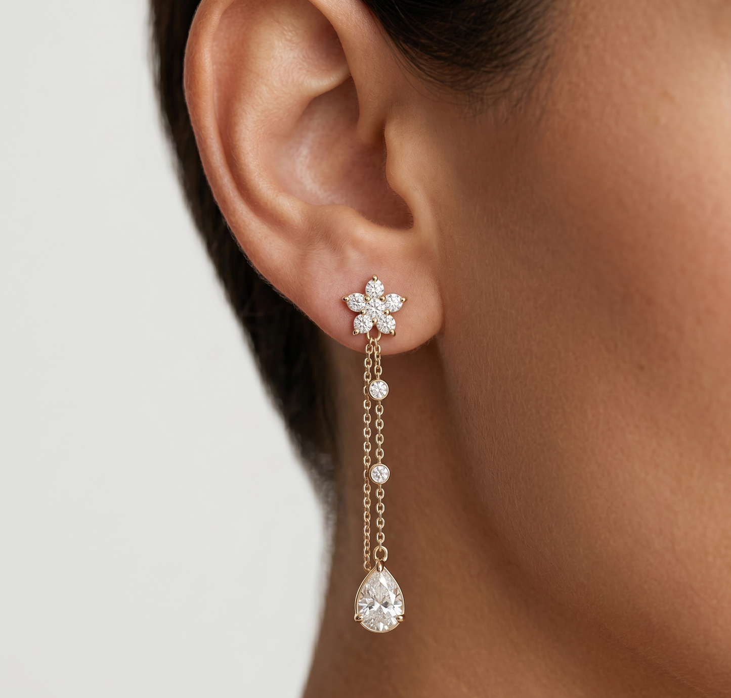 Gold Stainless Steel Drop Earrings
