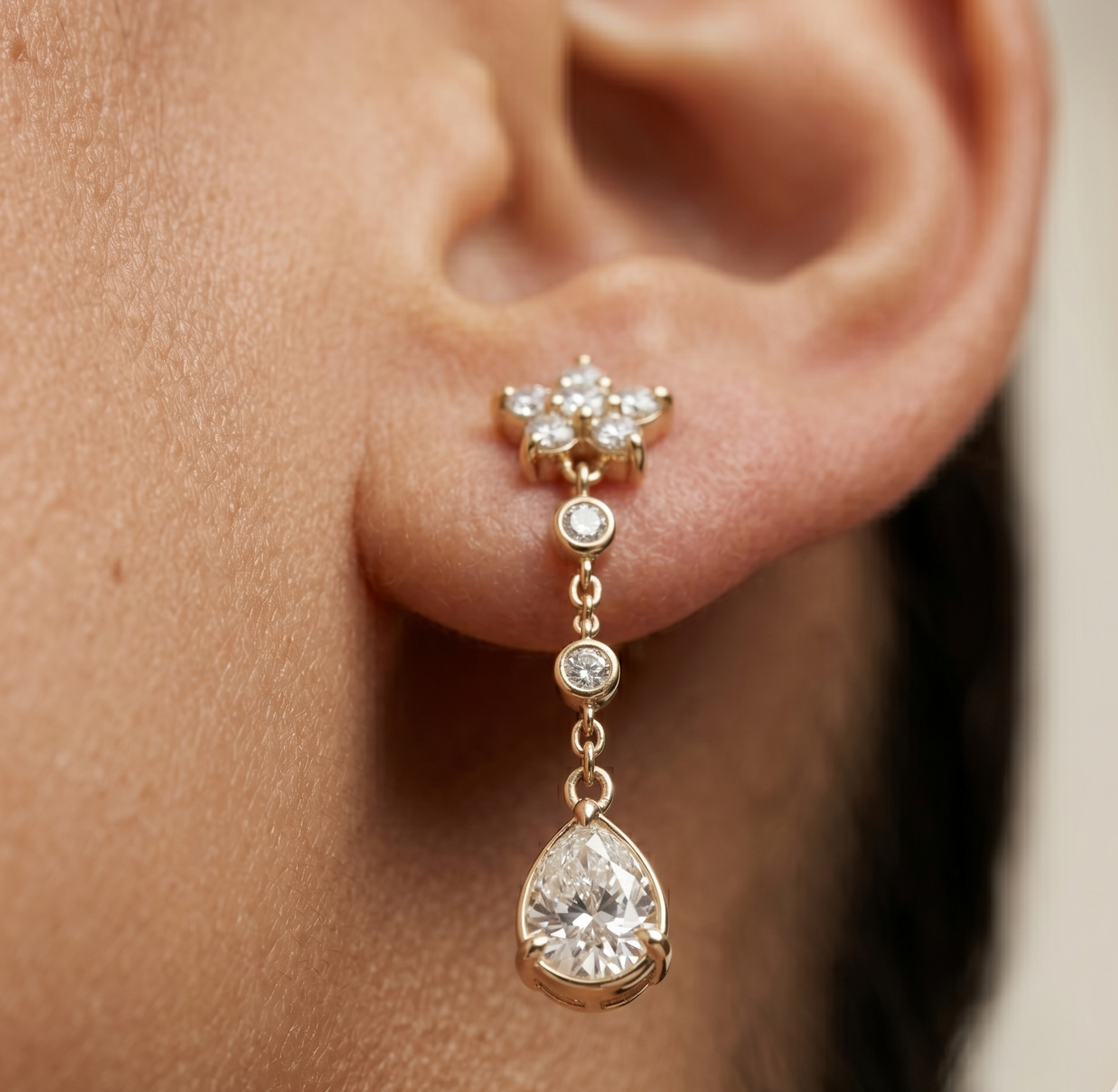 Gold Stainless Steel Drop Earrings
