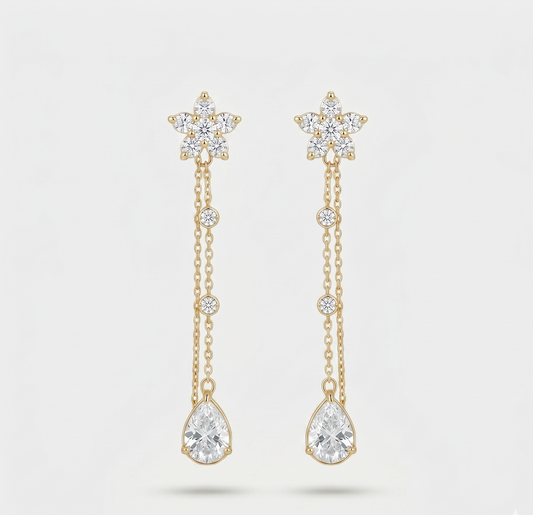 Gold Stainless Steel Drop Earrings