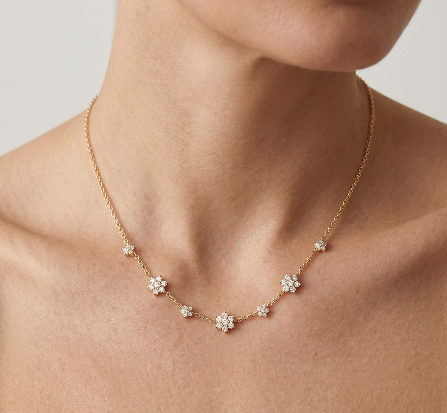 Gold Stainless Steel Floral Necklace