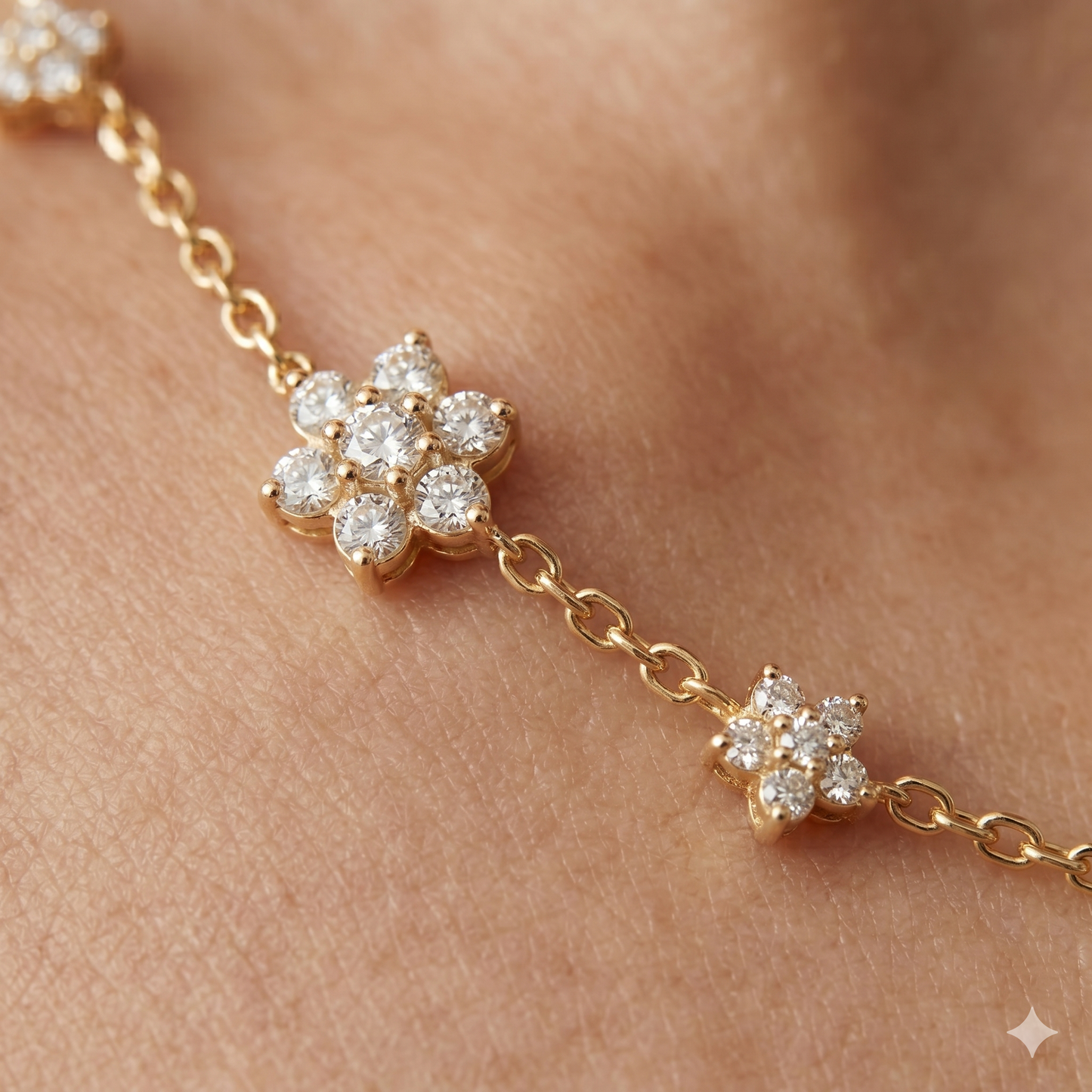 Gold Stainless Steel Floral Necklace