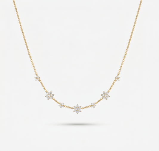 Gold Stainless Steel Floral Necklace