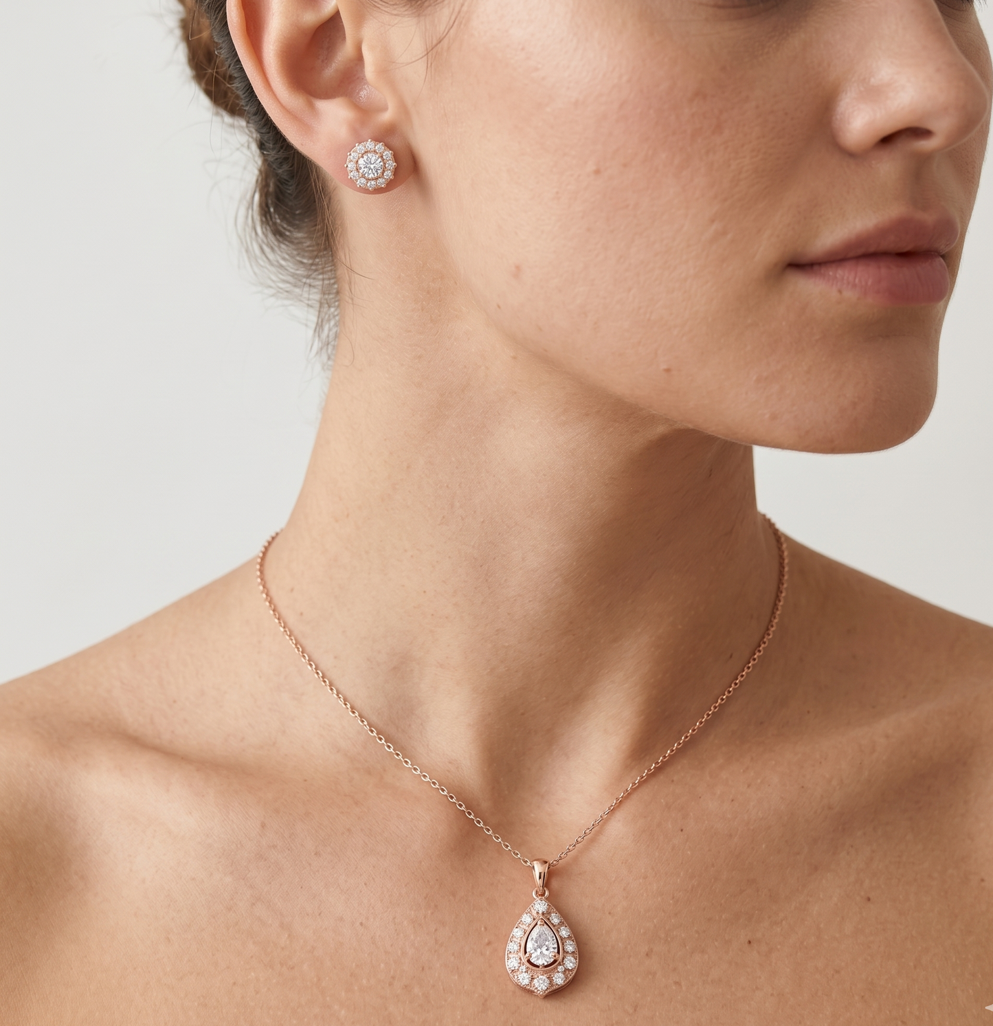 Rose Gold Stainless Steel Jewelry Set