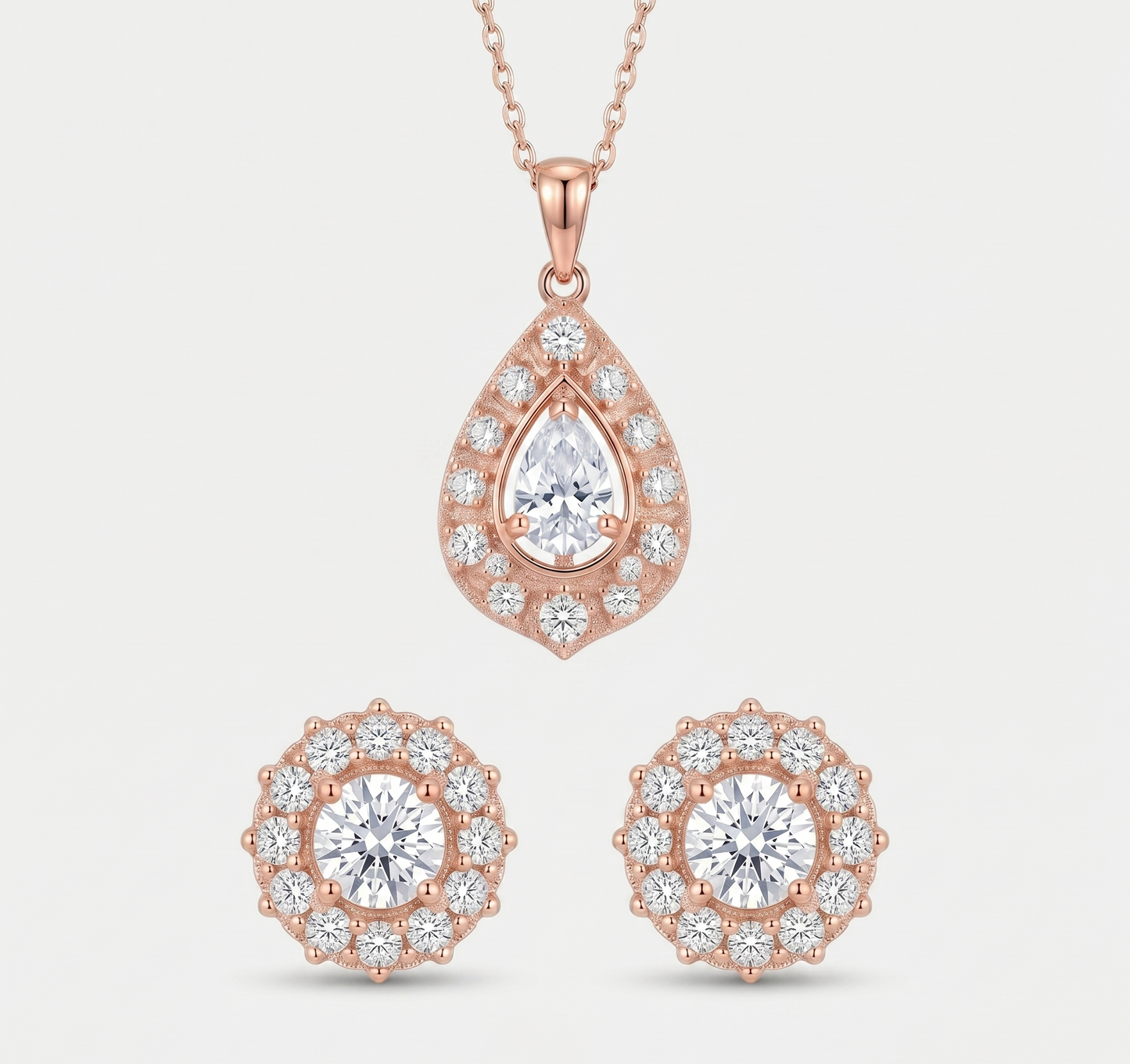 Rose Gold Stainless Steel Jewelry Set