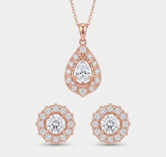 Rose Gold Stainless Steel Jewelry Set